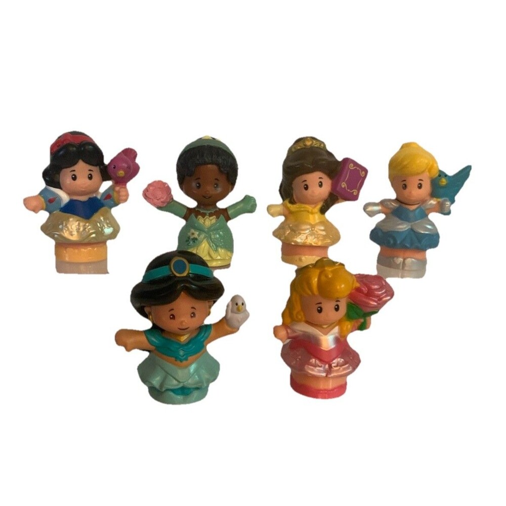 Fisher Price Little People Princess Lot 6 Belle Jasmine Tiana Aurora Cinderella